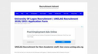 
                            5. University Of Lagos Recruitment | UNILAG Recruitment 2019/2020 ... - Unilag Recruitment Portal 2017