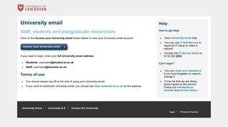 
                            1. University of Leicester - University email - Leicester Uni Email Portal