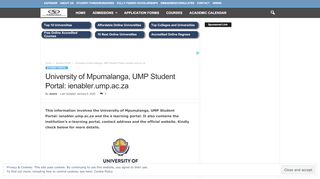 
                            8. University of Mpumalanga, UMP Student Portal: ienabler.ump ... - University Of Mpumalanga Moodle Login