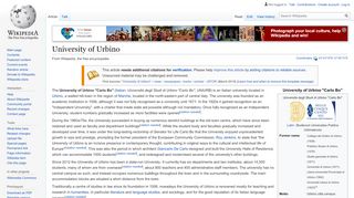 
                            6. University of Urbino - Wikipedia - Uniurb Portal