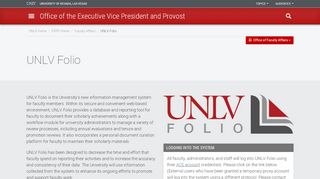 
UNLV Folio | Office of the Executive Vice President and ...
