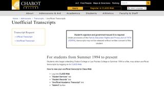 
                            5. Unofficial Transcripts - Chabot College - Class Web Portal Las Positas