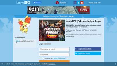 
                            8. UnovaRPG (Pokémon Indigo) Login - Pokemon Online Game