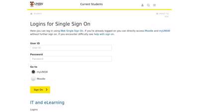 UNSW Logins for Single Sign On to Moodle and myUNSW  UNSW ...