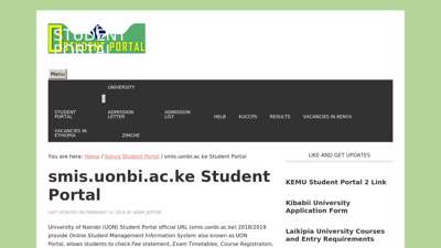 
                            9. UON Student Portal smis.uonbi.ac.ke University of Nairobi ...
