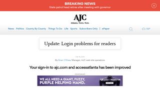 
Update: Login problems for readers - AJC.com  
