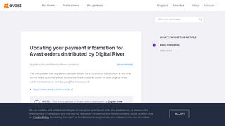 
                            8. Updating your payment information for Avast orders ... - Avast Order Portal Portal