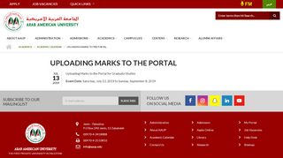 
                            5. Uploading Marks to the Portal - Arab American University - Arab American University Jenin Portal