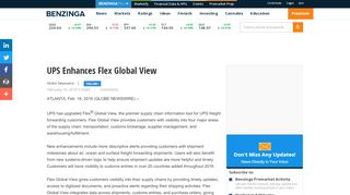 
UPS Enhances Flex Global View | Benzinga  
