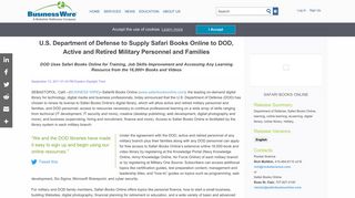 
                            7. U.S. Department of Defense to Supply Safari Books Online to ... - Safari Books Military Portal