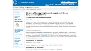 
                            6. U.S. Department of Labor — — Office of Workers ... - Usdl Provider Portal