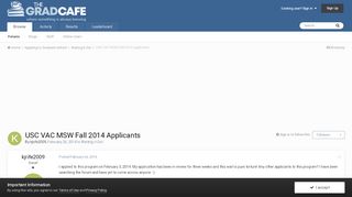 
                            7. USC VAC MSW Fall 2014 Applicants - Waiting it Out - The GradCafe ... - Vac Msw Portal