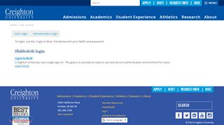 
User account | Creighton University  

