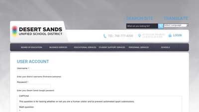 User account  Desert Sands Unified School District