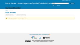User account | https://www.researchgate.net/profile ... - Researchgate Login Password