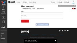 User account | Team Valvoline - Valvoline Login Pos