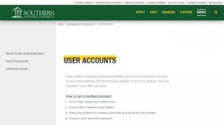 
                            3. User Accounts | Southern Adventist University - Www Southern Edu Portal
