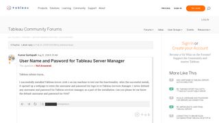 
User Name and Pasword for Tableau Server Manager |Tableau ...  
