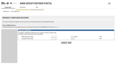 User Registration - BMW Group Partner Portal - B2B Portal