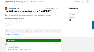 
                            1. userinit.exe - application error (oxc000005) - Microsoft Community - Userinit Exe Error On Portal