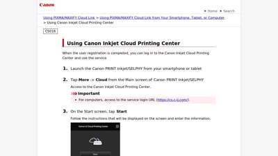 Using Canon Inkjet Cloud Printing Center - ugp01.c-ij.com
