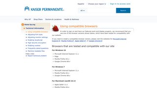 
                            7. Using compatible browsers - Kaiser Permanente