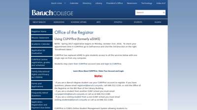Using CUNYfirst - Office of the Registrar - Baruch College