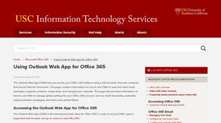 
                            3. Using Outlook Web App for Office 365 - USC IT Services - Usc Webmail Outlook Portal