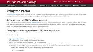 
                            7. Using the Portal - Mt. SAC - Mt Sac Sso Portal