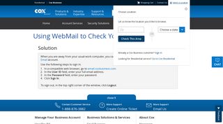 Using WebMail to Check Your Cox Business Email - Cox Net Residential Webmail Portal