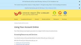 
                            11. Using Your Account Online - Enoch Pratt Free Library - Pratt Email Portal