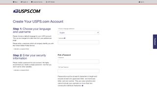 
USPS.com® - Register for an online account  
