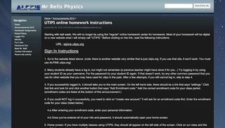 
UTIPS online homework instructions - Mr Bells Physics
