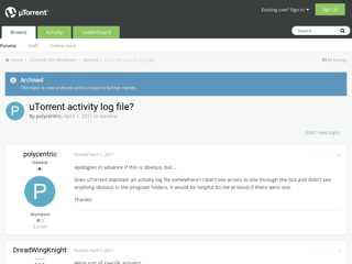 uTorrent activity log file? - General - µTorrent Community ...