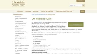 
                            5. UW Medicine eCare | Northwest Hospital & Medical Center - Uw Medicine Portal
