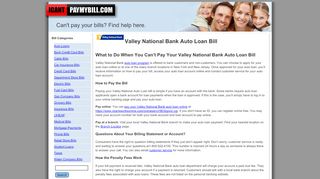 
                            8. Valley National Bank Auto Loan Bill | - ICantPayMyBill.com - Valley National Bank Auto Loan Portal