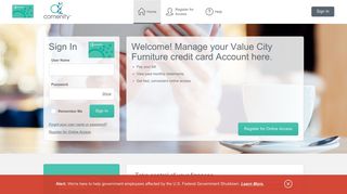 
Value City Furniture credit card - Manage your account  
