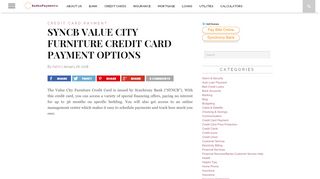 
Value City Furniture Credit Card Payment Options - Synchrony ...  
