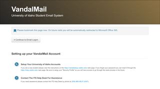 
VandalMail: University of Idaho Student Email System
