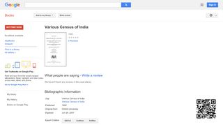 
Various Census of India  
