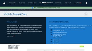 
                            10. Vehicle Taxes & Fees | Tax Administration - Fairfax County - Fairfax County Portal