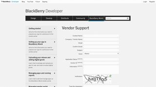 
                            5. Vendor Support - BlackBerry Developer - Blackberry Vendor Portal