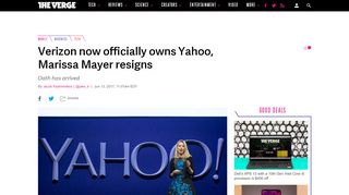 
Verizon now officially owns Yahoo, Marissa Mayer resigns ...  

