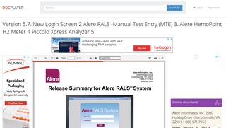 
                            8. Version 5.7. New Login Screen 2 Alere RALS -Manual Test ... - Alere Rals System Login