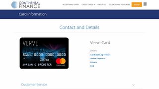 
                            3. Verve Card - Card Info| Contact and Details - Continental Finance Mastercard Portal