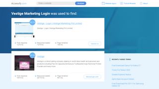 
Vestige Marketing Login at top.accessify.com  
