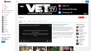 
                            8. VET Tv - YouTube - Veteran Tv Portal