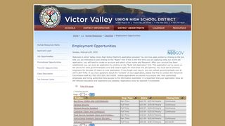 Victor Valley Union H.S. District: Job Posting - Government Jobs - Www Vvuhsd Org Portal