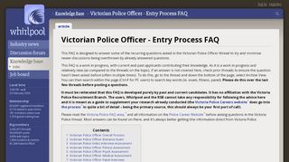 
                            7. Victorian Police Officer - Entry Process FAQ - Whirlpool - Vicpol Application Portal
