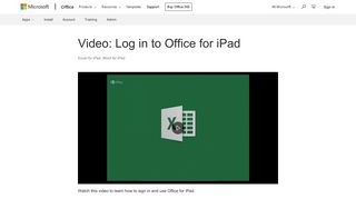 
Video: Log in to Office for iPad - Office Support  

